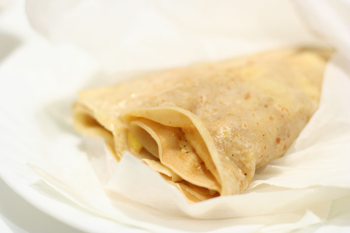 Ham and Cheese Crepe from Cafe Crepe in downtown Vancouver, BC, Canada.