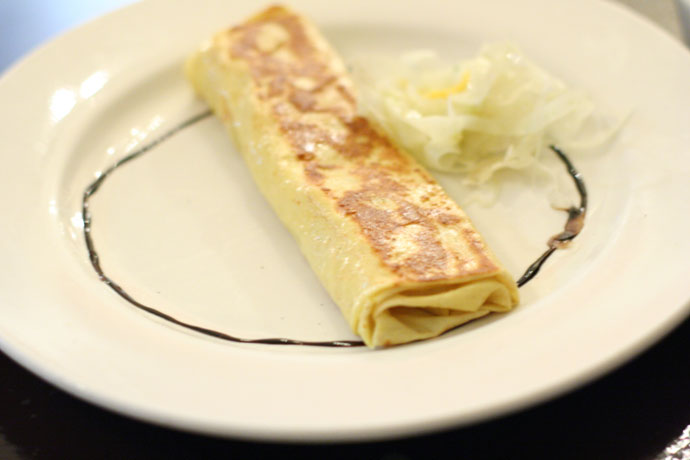 Crepe with Brie Cheese from Cassis French Bistro restaurant in Downtown Vancouver BC Canada.