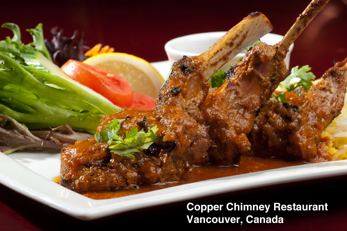 Copper Chimney restaurant at 567 Hornby Street in downtown Vancouver BC Canada.