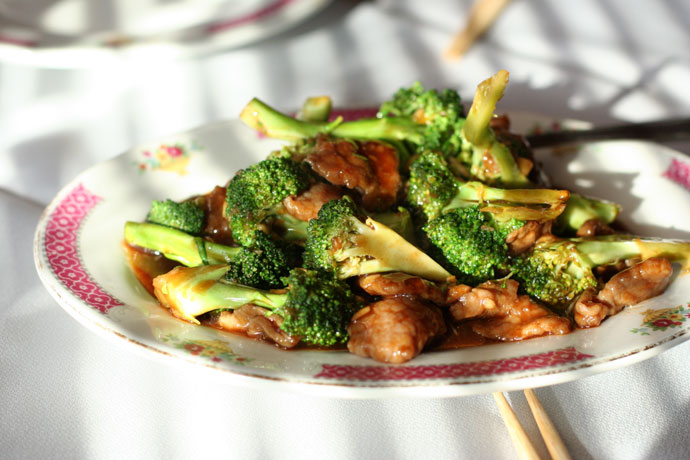 Chinese Beef and Broccoli from East Garden restaurant in Victoria.