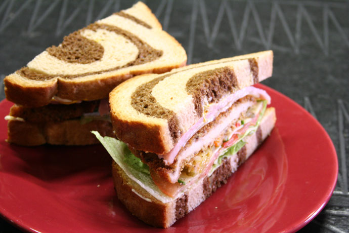 Chicken Schnitzel and ham Sandwich