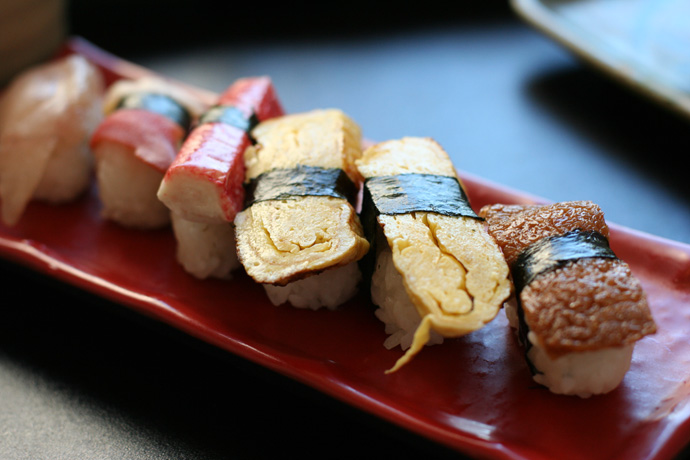 Nigiri Sushi pieces from Fish On Rice Japanese Cuisine Restaurant