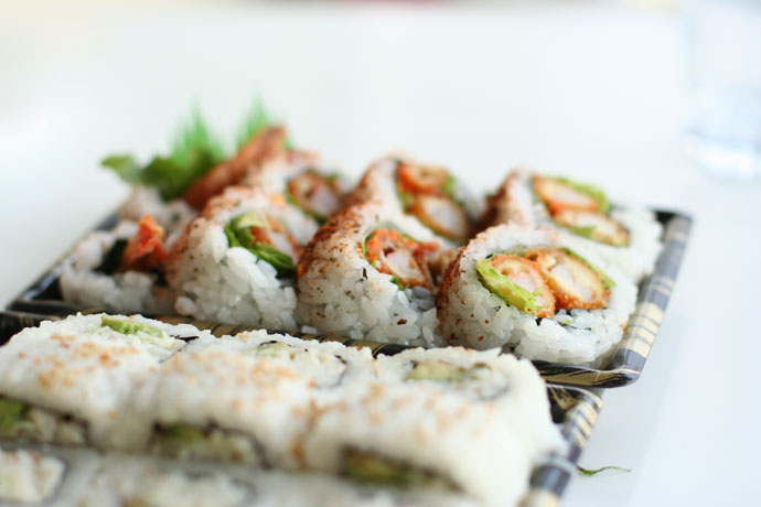 Spicy sushi roll (around $4)