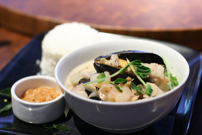 Seafood Fricasse from Goldfish Pacific Kitchen restaurant in Yaletown, Vancouver, BC, Canada.