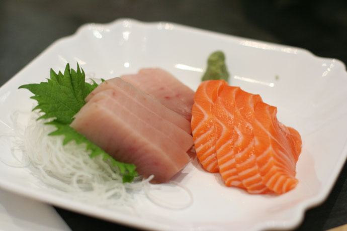 Tuna and salmon sashimi