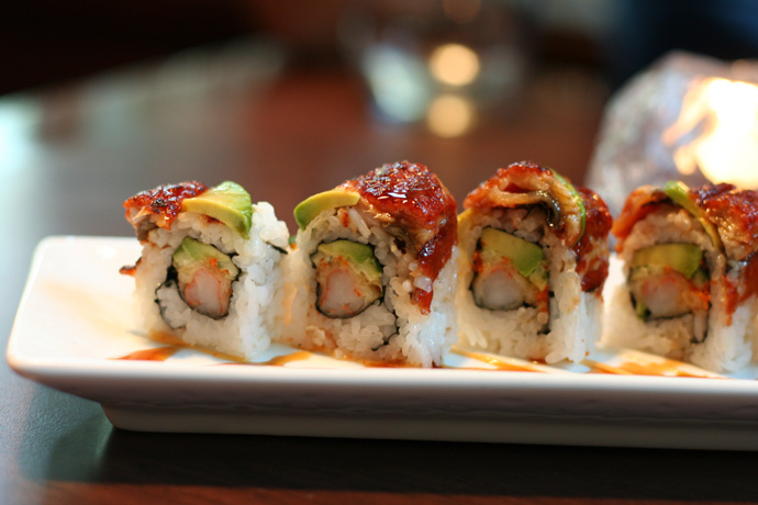 Dragon Roll Sushi from Irashai Grill Japanese Fusion Restaurant in Vancouver BC Canada ($13.50)