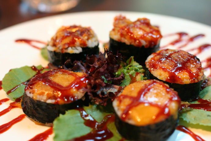 Poison Spider Volcano Sushi ($16.00) from Irashai Japanese Restaurant in Coal Harbor, downtown Vancouver BC Canada.