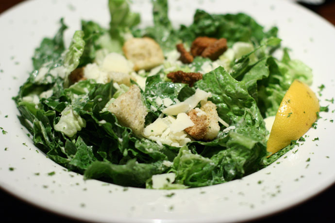 Caesar salad at the Keg Steakhouse restaurant.