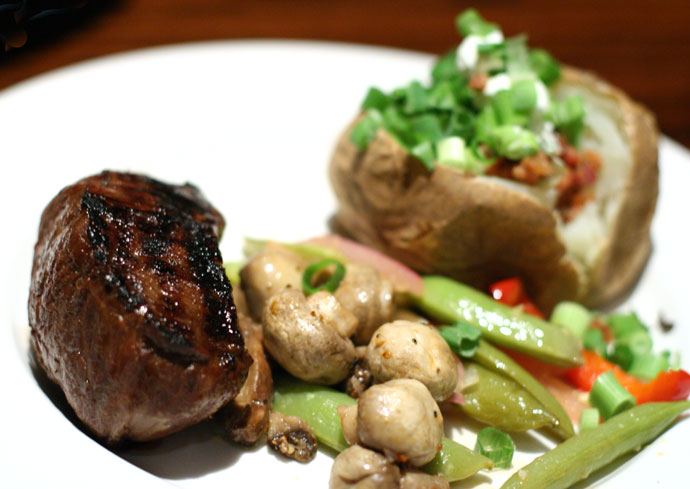 8 oz Teriyaki Classic Sirloin Steak ($23.95 including Caesar salad) from the Keg Restaurant on Granville Island.