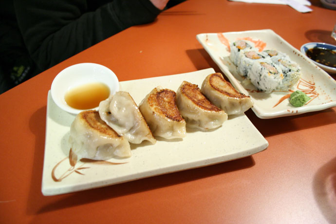 Japanese Gyoza and spicy tuna roll from Ki Sushi in New Westminister.