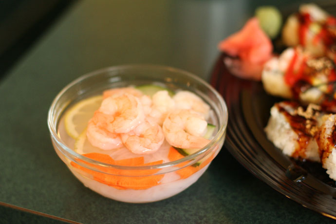 Ebi sunomono salad ($3.50) at Mr. Sushi Japanese Restaurant in Vancouver.