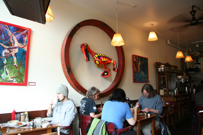 Interior of the Naam vegetarian restaurant in Kitsilano Vancouver BC Canada (open 24 hours).