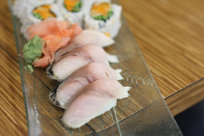 Saba sushi (Mackerel) from Nikkyu Japanese Restaurant in Vancouver.