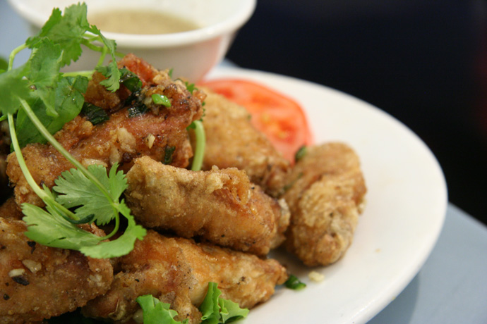 Garlic Chicken Wings from Phnom Penh Vietnamese / Cambodian restaurant in Vancouver BC Canada.