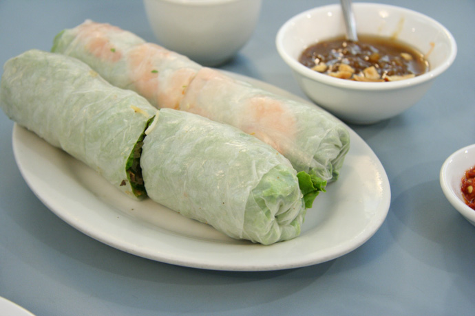 Vietnamese Salad Rolls from Phnom Penh Restaurant in Chinatown, Vancouver, BC, Canada.