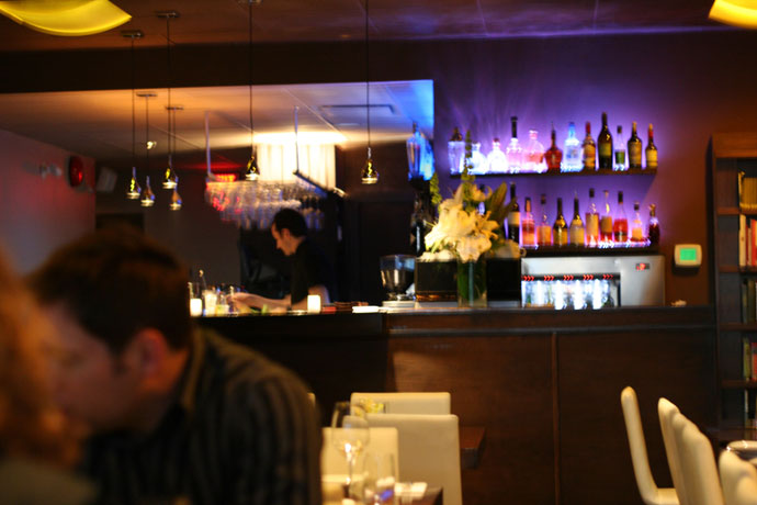 The bar at r.tl regional tasting lounge in Yaletown, Vancouver, BC, Canada.