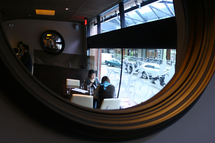 Dining room at r.tl regional tasting lounge restaurant in Vancouver, BC, Canada.