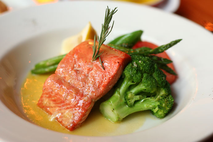 Saumon Sauvage (Wild Salmon entree, $16.99) from Salade De Fruits French restaurant in Vancouver