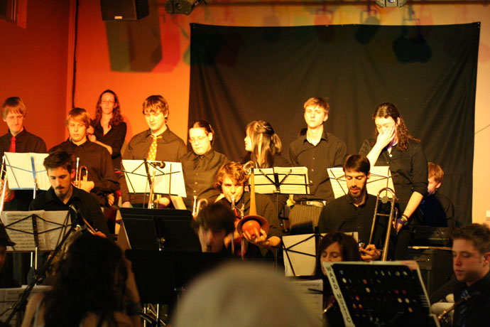 SFU Jazz band performing at the SFU Pub