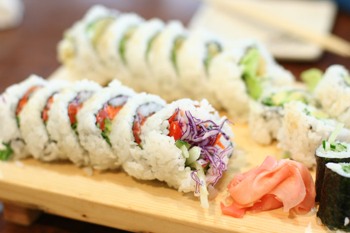 Japanese Vegetarian sushi rolls at Sushi California