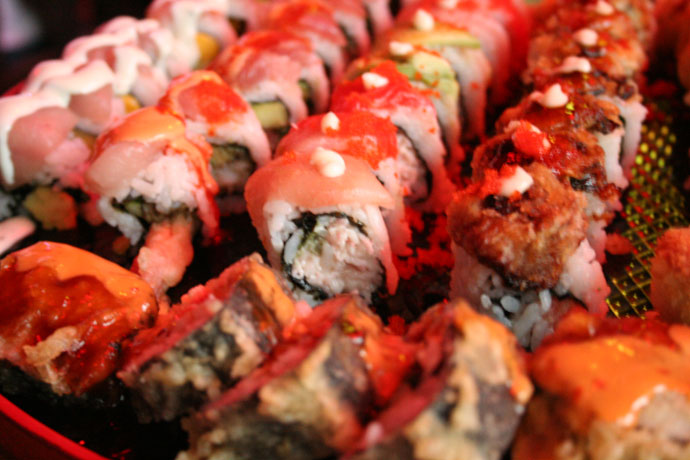 Inventive Japanese sushi specialty rolls