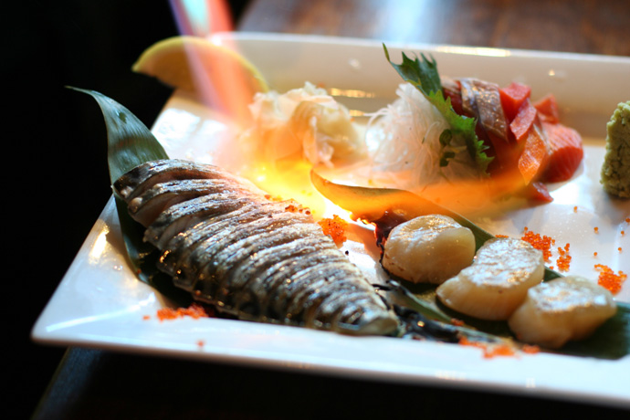 Chefs special Sashimi ($15.80) from Toratatsu in Vancouver (being seared with a blow torch!)