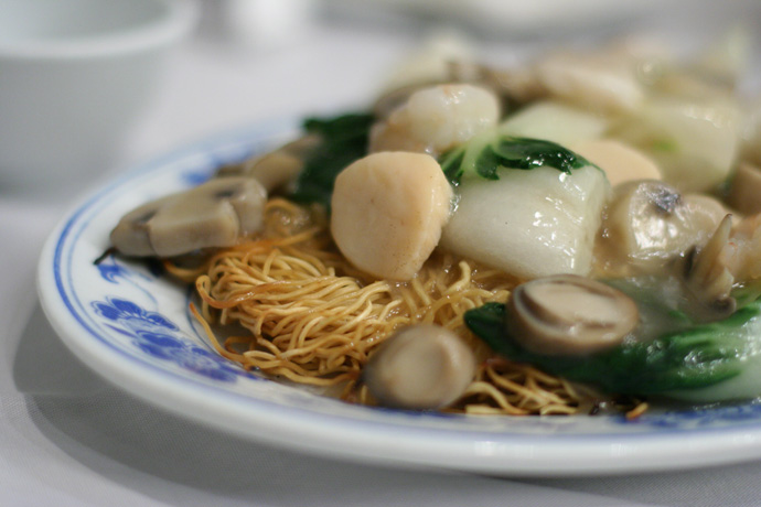 Mixed Seafood Chow Mein ($13.50) from Tsui Hang Village Restaurant in downtown Vancouver BC Canada (Granville Entertainment district).