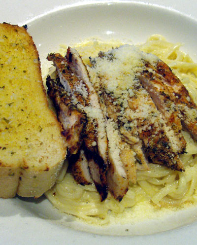 Chicken fettucini and garlic bread