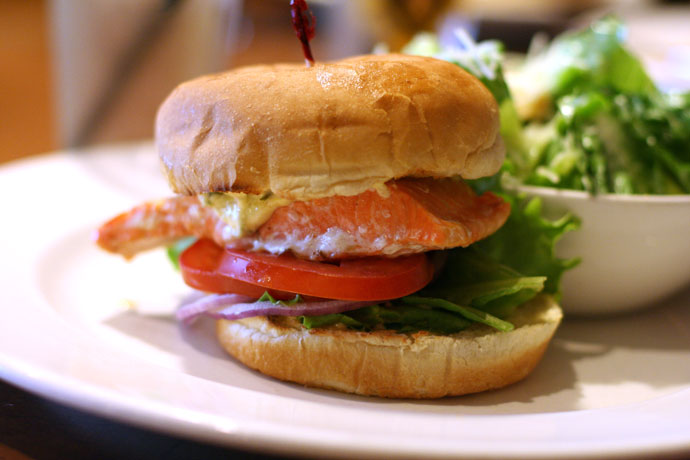 Salmon Burger at White Spot in Vancouver